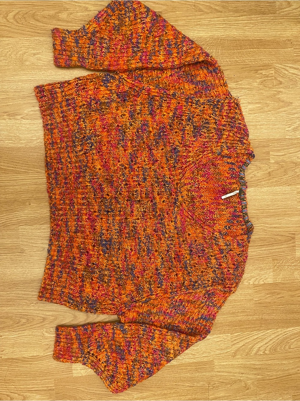 Free People Multicolor V-Neck Sweater - Orange, Pink, Purple